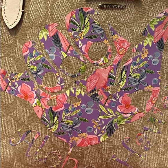 Coach tote 17x11” Hawaii hang loose with flowers - Picture 2 of 6